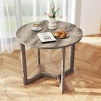 Mesa de comedor redonda negra/gris, base de pedestal, para 2–4 comensales