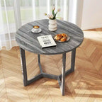 Mesa de comedor redonda negra/gris, base de pedestal, para 2–4 comensales
