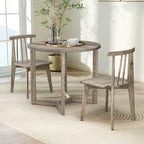 Mesa de comedor redonda negra/gris, base de pedestal, para 2–4 comensales