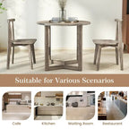 Mesa de comedor redonda negra/gris, base de pedestal, para 2–4 comensales