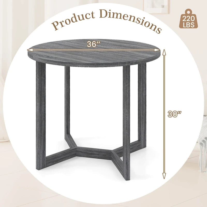 Mesa de comedor redonda negra/gris, base de pedestal, para 2–4 comensales