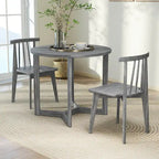 Mesa de comedor redonda negra/gris, base de pedestal, para 2–4 comensales