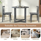 Mesa de comedor redonda negra/gris, base de pedestal, para 2–4 comensales