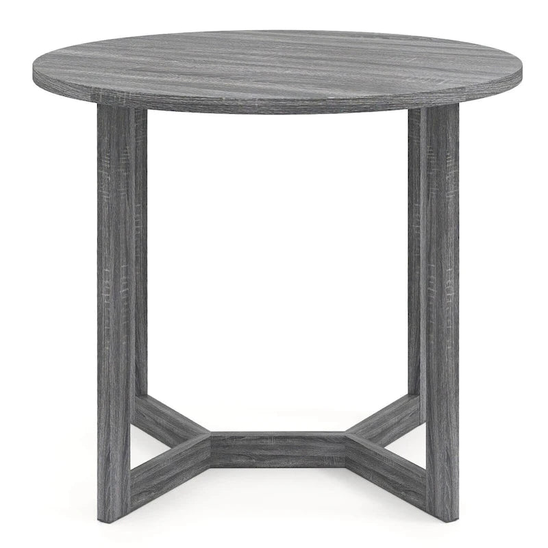 Mesa de comedor redonda negra/gris, base de pedestal, para 2–4 comensales