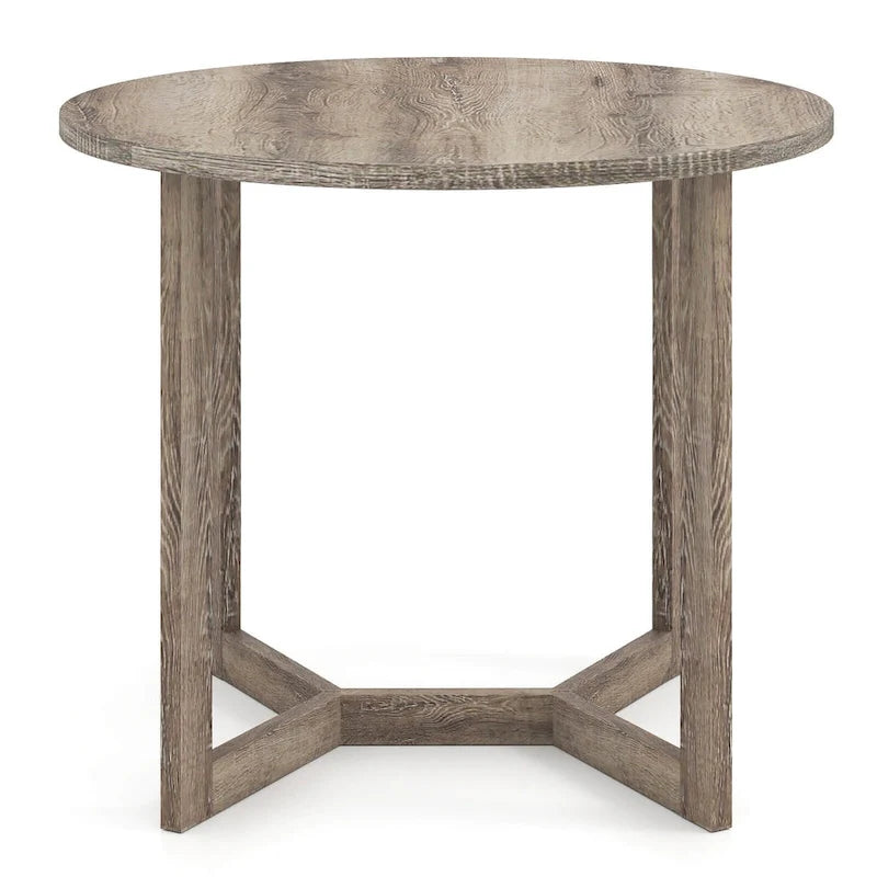 Mesa de comedor redonda negra/gris, base de pedestal, para 2–4 comensales