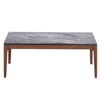 Mesa de centro rectangular gris y nogal, asientos 2-4
