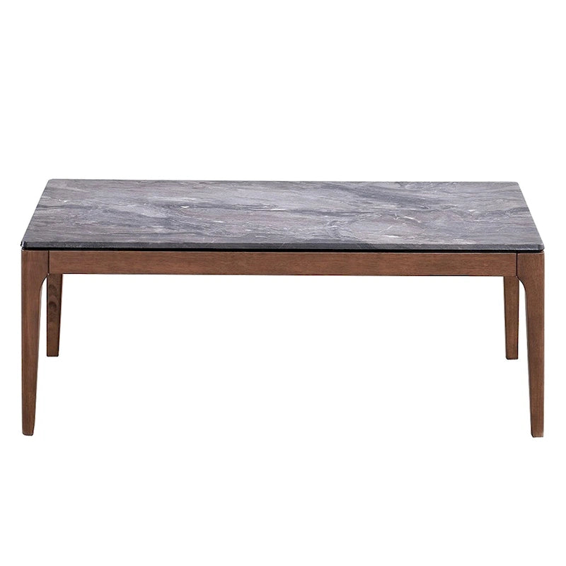 Mesa de centro rectangular gris y nogal, asientos 2-4