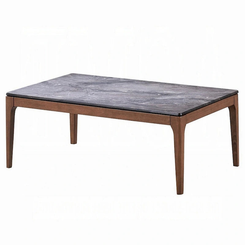 Mesa de centro rectangular gris y nogal, asientos 2-4