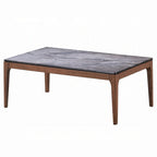 Mesa de centro rectangular gris y nogal, asientos 2-4