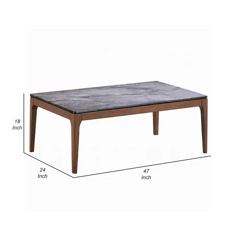 Mesa de centro rectangular gris y nogal, asientos 2-4