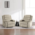 Sillón reclinable manual de pana con reposapiés, juego de 2