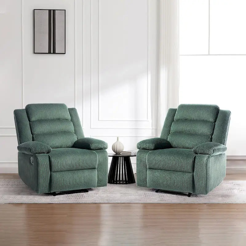 Sillón reclinable manual de pana con reposapiés, juego de 2