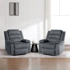 Sillón reclinable manual de pana con reposapiés, juego de 2