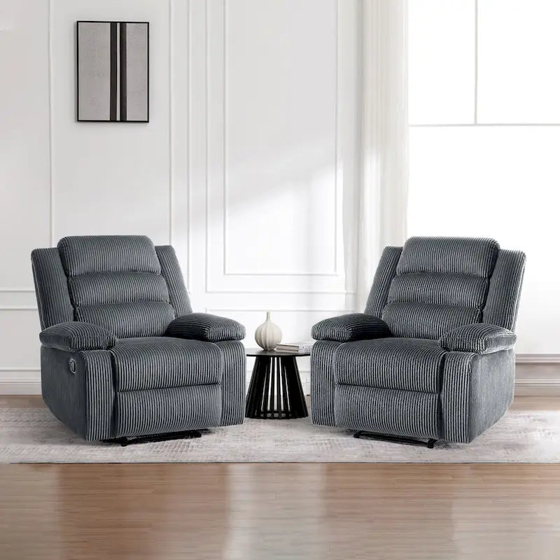 Sillón reclinable manual de pana con reposapiés, juego de 2