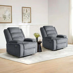 Sillón reclinable manual de pana con reposapiés, juego de 2
