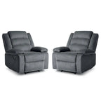 Sillón reclinable manual de pana con reposapiés, juego de 2