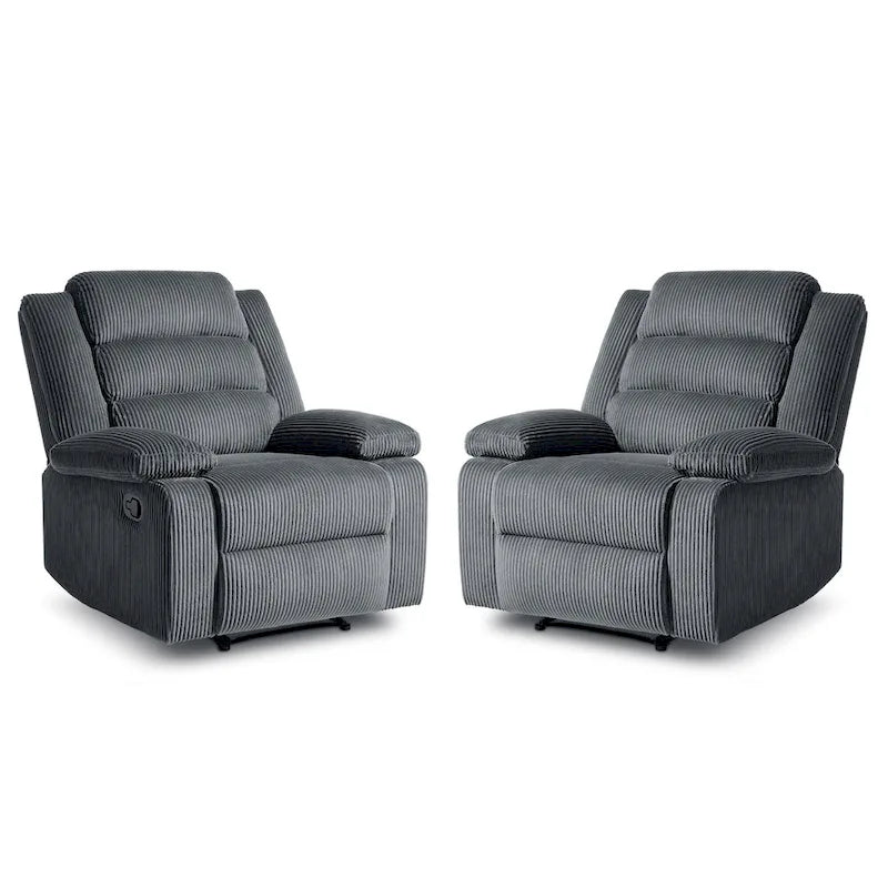 Sillón reclinable manual de pana con reposapiés, juego de 2