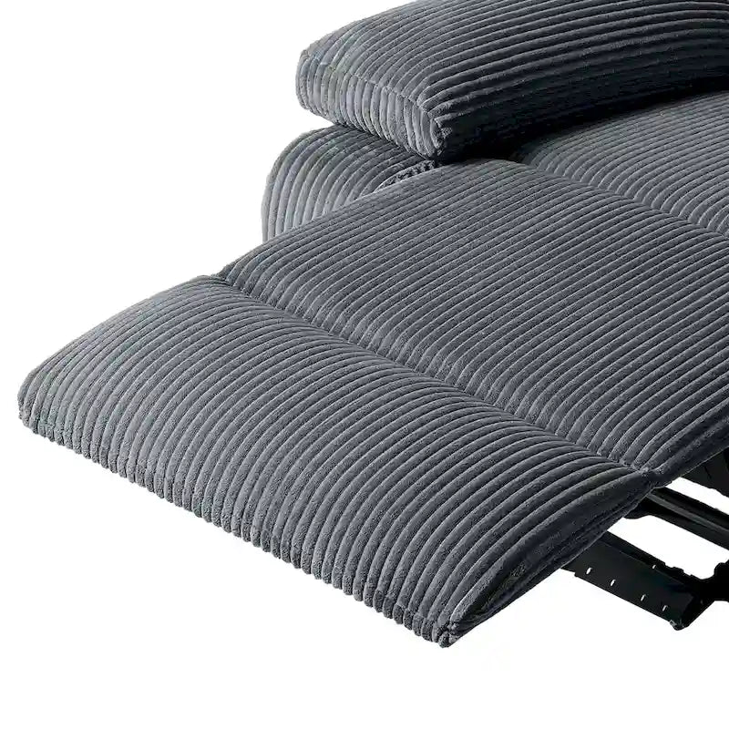 Sillón reclinable manual de pana con reposapiés, juego de 2
