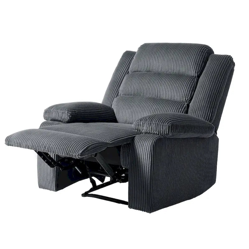 Sillón reclinable manual de pana con reposapiés, juego de 2