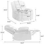 Sillón reclinable manual de pana con reposapiés, juego de 2