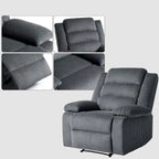 Sillón reclinable manual de pana con reposapiés, juego de 2