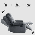 Sillón reclinable manual de pana con reposapiés, juego de 2