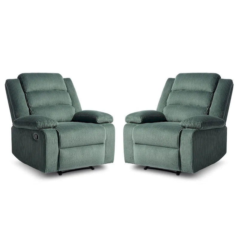 Sillón reclinable manual de pana con reposapiés, juego de 2