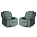 Sillón reclinable manual de pana con reposapiés, juego de 2