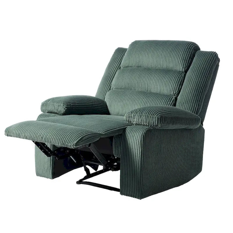 Sillón reclinable manual de pana con reposapiés, juego de 2