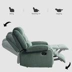 Sillón reclinable manual de pana con reposapiés, juego de 2