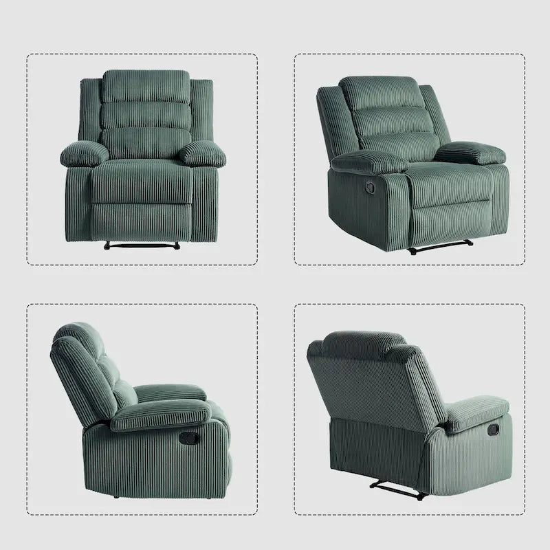 Sillón reclinable manual de pana con reposapiés, juego de 2