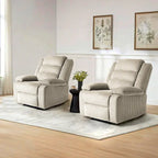 Sillón reclinable manual de pana con reposapiés, juego de 2