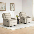 Sillón reclinable manual de pana con reposapiés, juego de 2