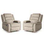 Sillón reclinable manual de pana con reposapiés, juego de 2