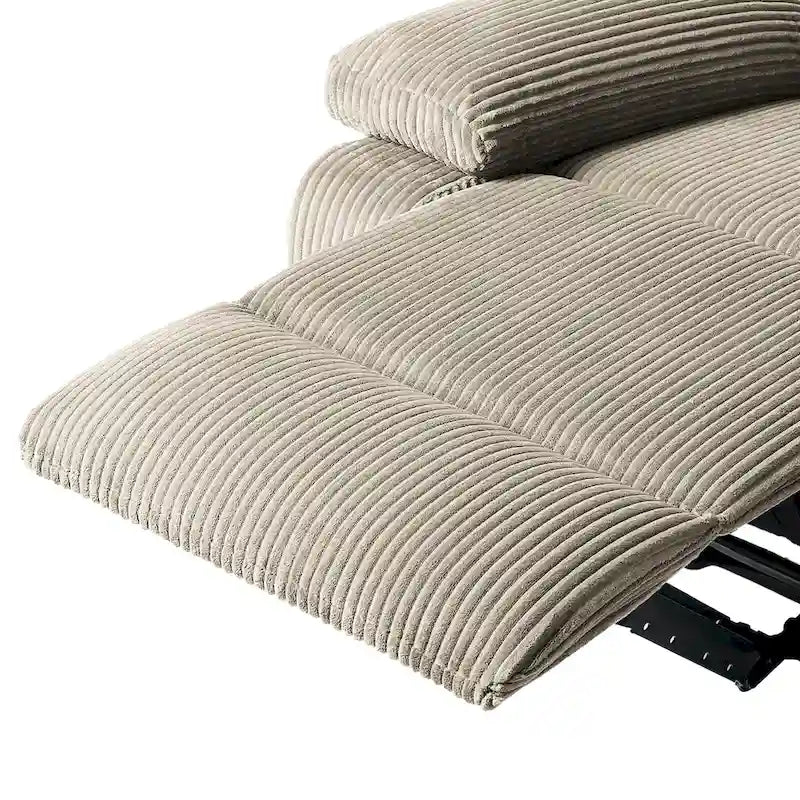 Sillón reclinable manual de pana con reposapiés, juego de 2