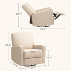 Sillón reclinable giratorio beige, reclinación manual, 1 persona