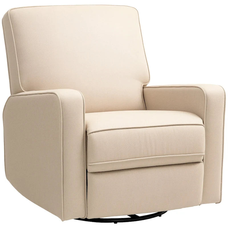 Sillón reclinable giratorio beige, reclinación manual, 1 persona