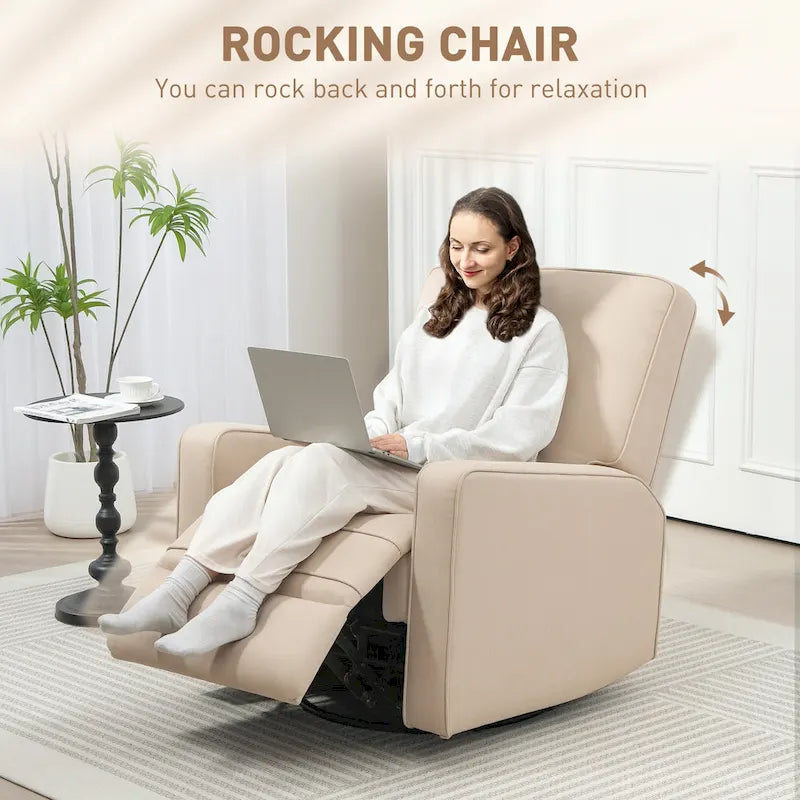 Sillón reclinable giratorio beige, reclinación manual, 1 persona
