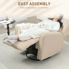 Sillón reclinable giratorio beige, reclinación manual, 1 persona