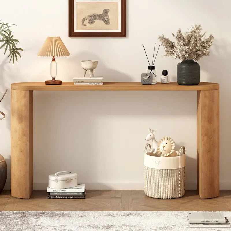 Mesa consola – Negra / Natural / Marrón oscuro, Pata semicilíndrica, Mesa de entrada para 1 persona