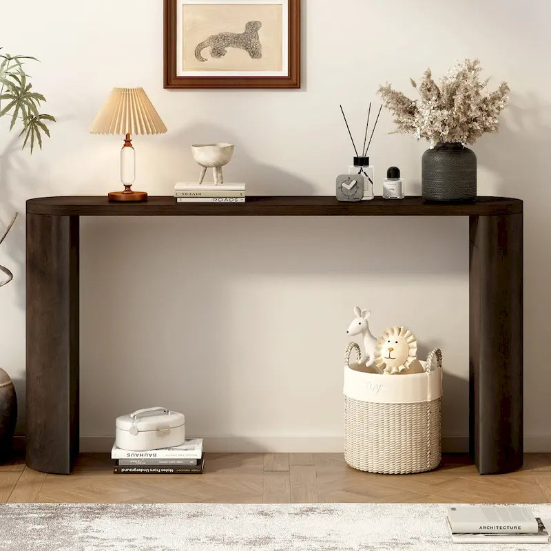 Simple Modern Style Multi-functional Use Porch Table with Semi-cylindrical Leg Design