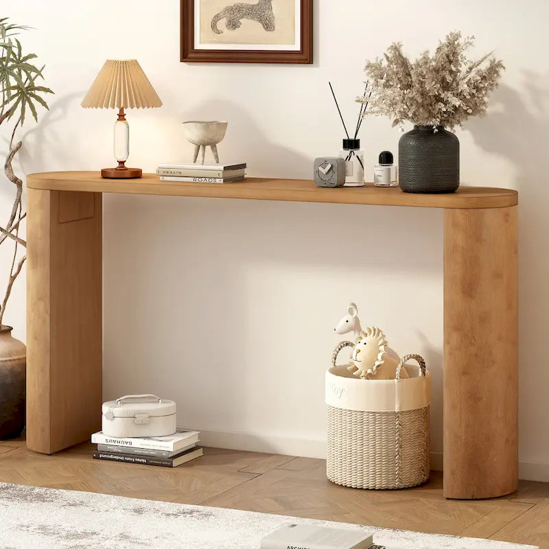 Mesa consola – Negra / Natural / Marrón oscuro, Pata semicilíndrica, Mesa de entrada para 1 persona