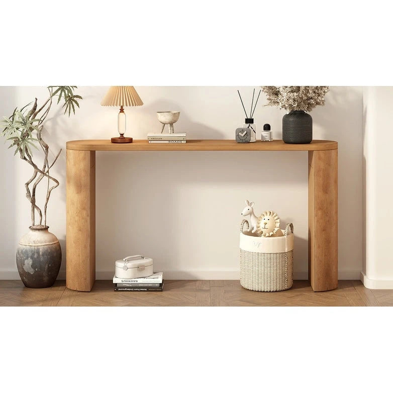Mesa consola – Negra / Natural / Marrón oscuro, Pata semicilíndrica, Mesa de entrada para 1 persona