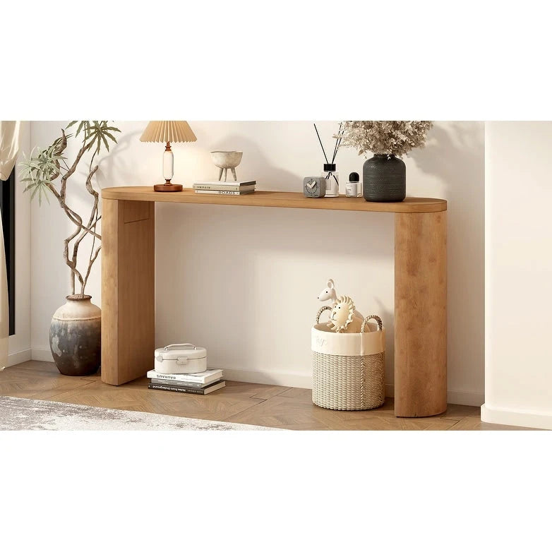 Mesa consola – Negra / Natural / Marrón oscuro, Pata semicilíndrica, Mesa de entrada para 1 persona