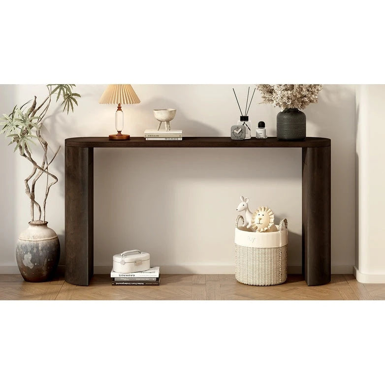 Mesa consola – Negra / Natural / Marrón oscuro, Pata semicilíndrica, Mesa de entrada para 1 persona