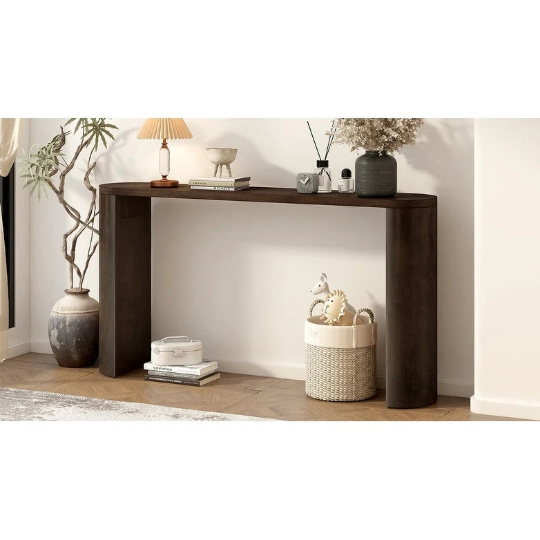 Mesa consola – Negra / Natural / Marrón oscuro, Pata semicilíndrica, Mesa de entrada para 1 persona