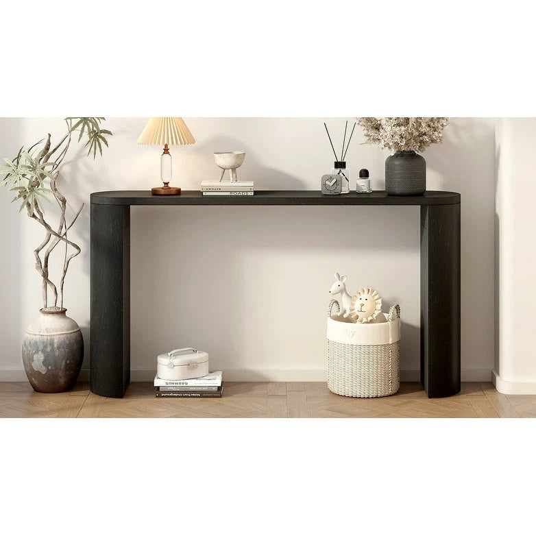 Mesa consola – Negra / Natural / Marrón oscuro, Pata semicilíndrica, Mesa de entrada para 1 persona