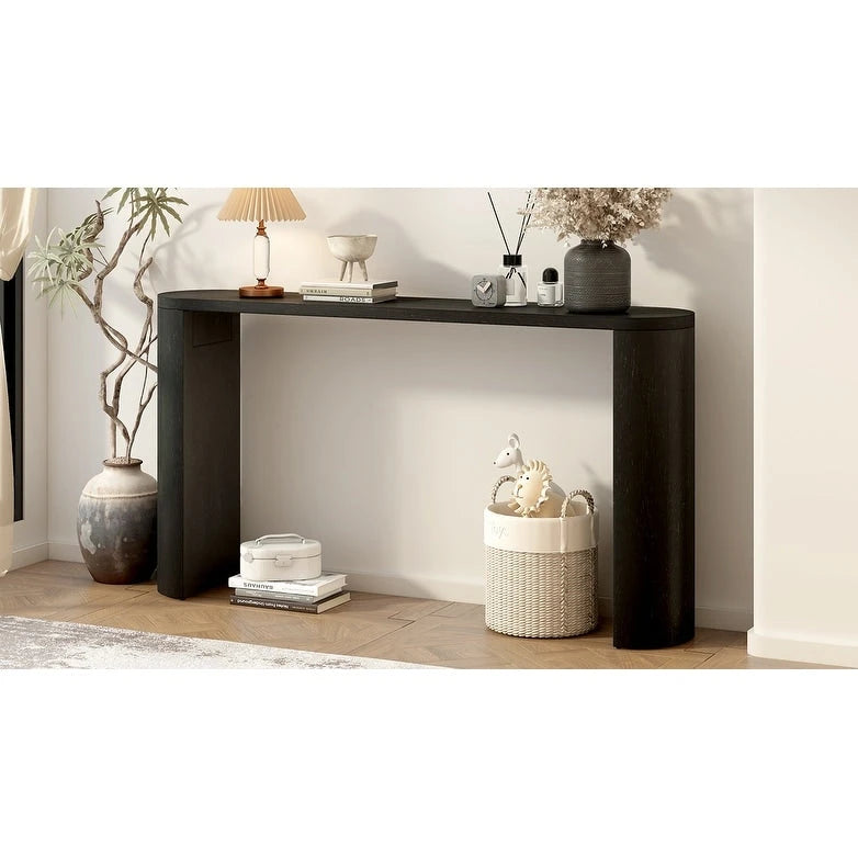 Mesa consola – Negra / Natural / Marrón oscuro, Pata semicilíndrica, Mesa de entrada para 1 persona
