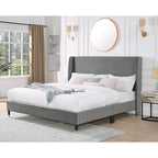 Cama de plataforma tapizada en terciopelo gris King – Para 1