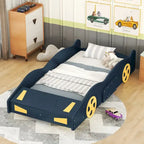 Cama de coche de carreras negra/azul oscuro con almacenamiento – Individual/Matrimonial, para 1 persona